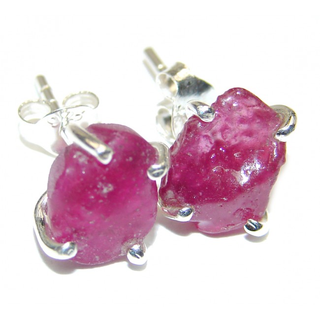 Incredible rough Tourmaline .925 Sterling Silver handcrafted stud earrings