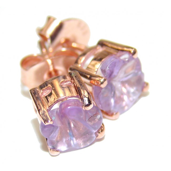 Exclusive carved Amethyst Gold over .925 Sterling Silver Earrings