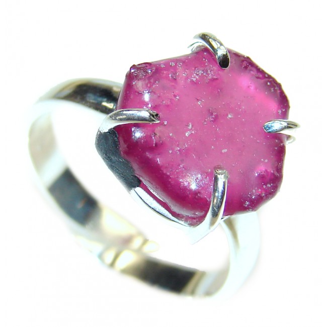 Vintage Style Rough Tourmaline .925 Sterling Silver handmade Cocktail Ring s. 7 adjustable