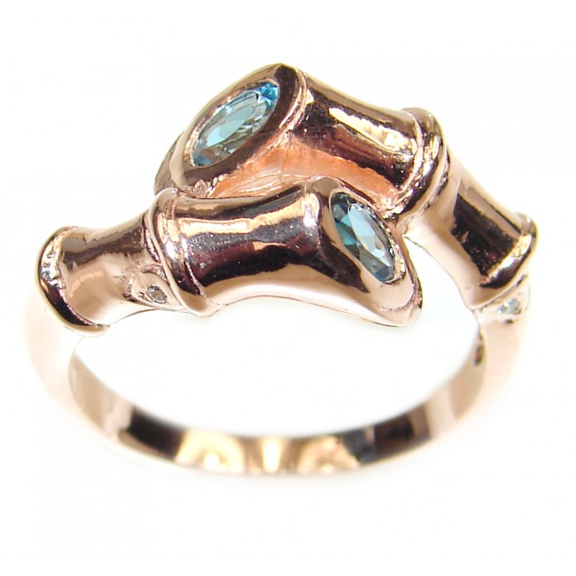 Incredible Bamboo London Blue Topaz .925 Sterling Silver Statement Ring s. 8