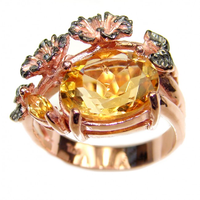 Cocktail Style Natural Citrine .925 Sterling Silver handcrafted Ring s. 6