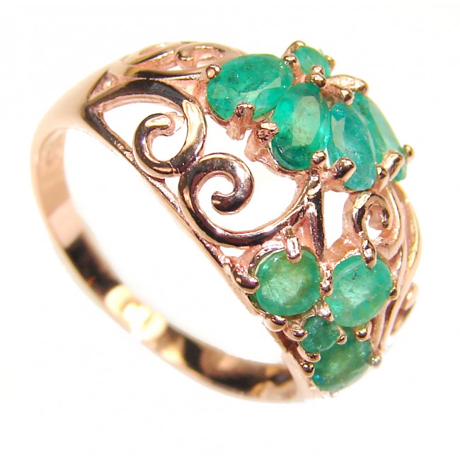Emerald rose gold over .925 Sterling Silver handcrafted Statement Ring size 8 1/4