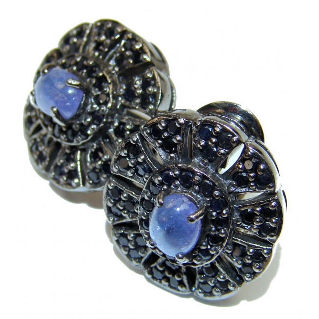Genuine Tanzanite Sapphire .925 Sterling Silver handcrafted Earrings