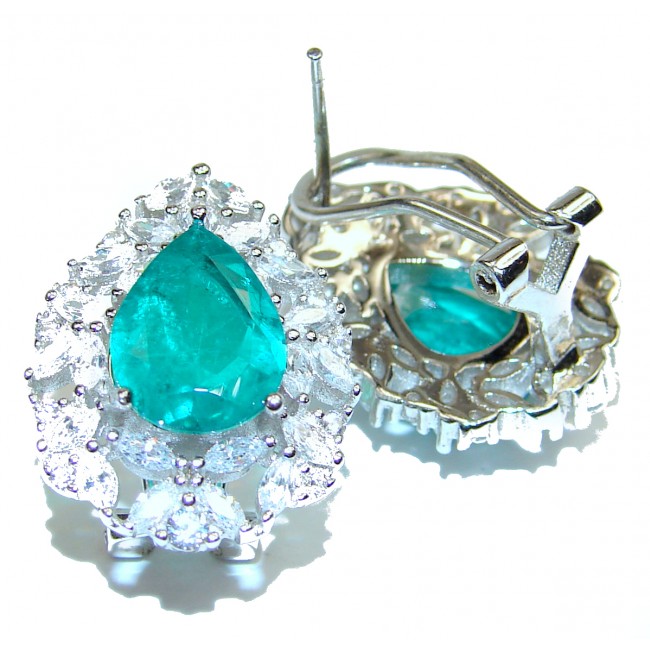 Incredible Beauty Emerald .925 Sterling Silver handmade earrings