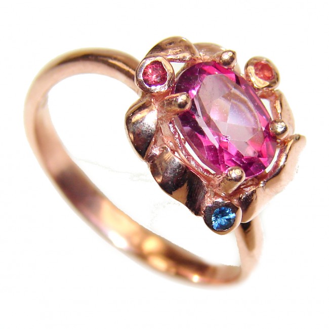 Posh Pink Tourmaline 14K Rose Gold over .925 Sterling Silver handcrafted ring size 7 1/4