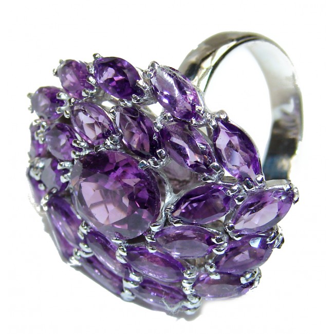 Spectacular Amethyst .925 Sterling Silver handcrafted Statement Ring size 8
