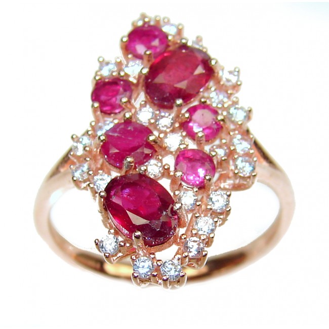 Genuine 4.5 ctw Ruby .925 Sterling Silver handcrafted Statement Ring size 7 1/4