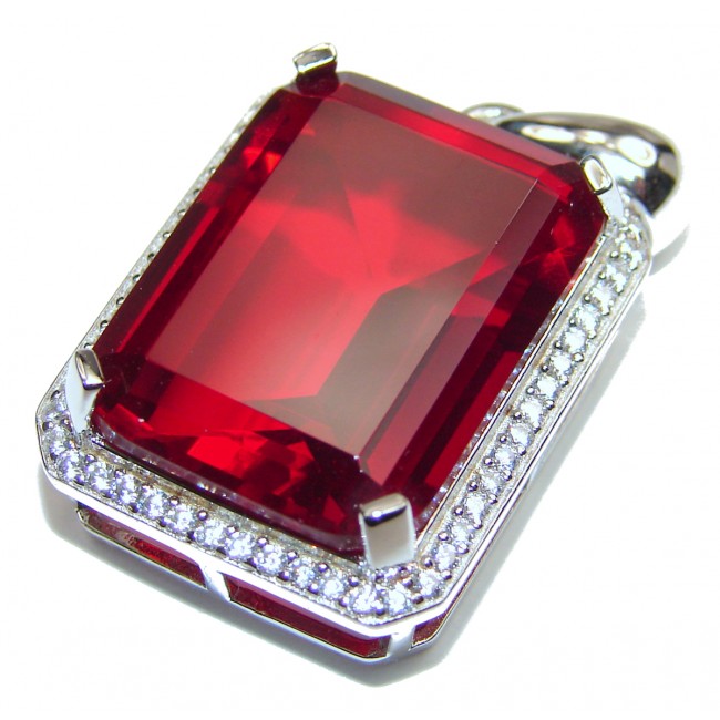 Large 85ctw Deep Passion Helenite .925 Sterling Silver Pendant
