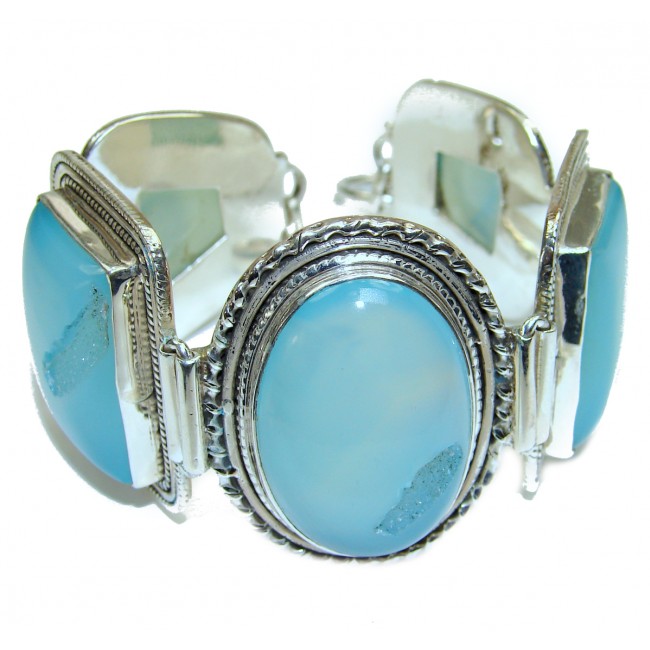 Aura Of Beauty Agate Druzy .925 Sterling Silver handcrafted Bracelet