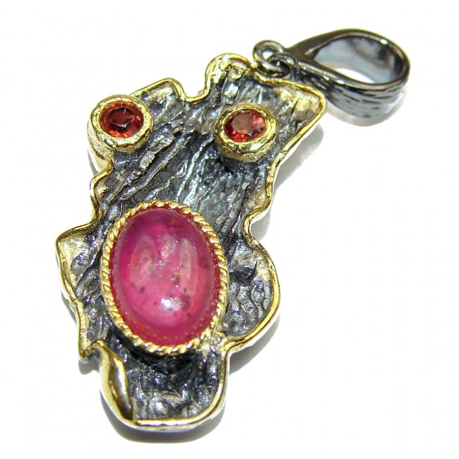 Perfect authentic Ruby black rhodium over .925 Sterling Silver handmade pendant