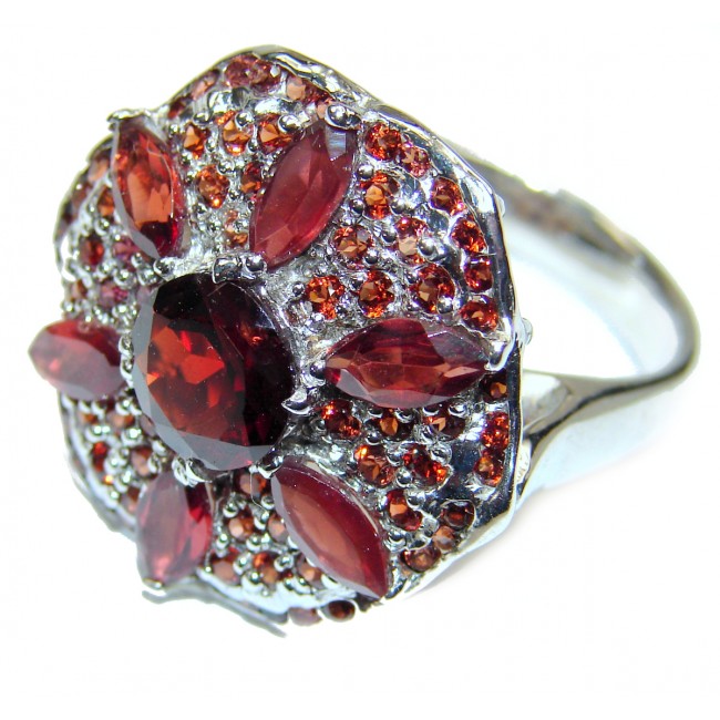 Authentic Garnet gold over .925 Sterling Silver handmade Ring s. 9