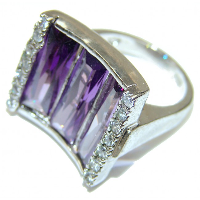 Lilac Cubic Zirconia .925 Sterling Silver handmade Ring s. 6