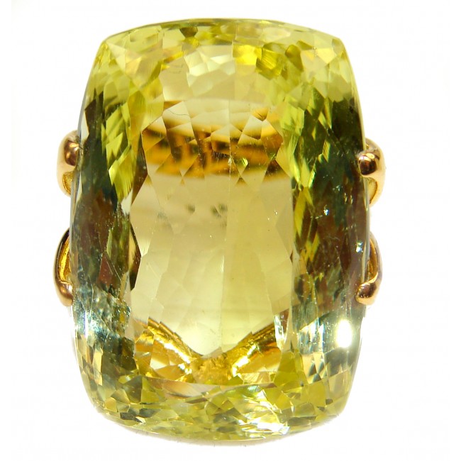 Royal Design 89ct Lemon Topaz 18K yellow Gold .925 Sterling Silver handmade ring size 7 3/4