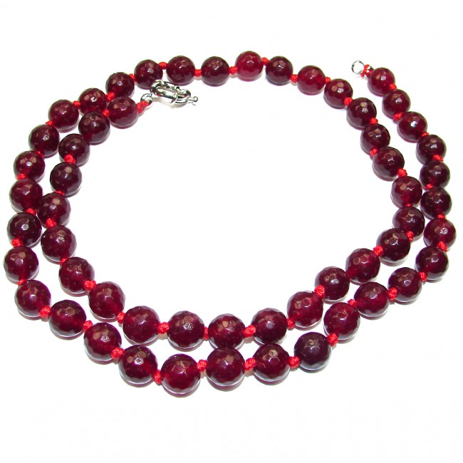 Huge Incredible created Ruby color quartz Beads Necklace 22 inches necklace
