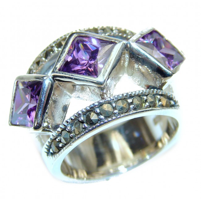 Lilac Cubic Zirconia .925 Sterling Silver handmade Ring s. 5 3/4