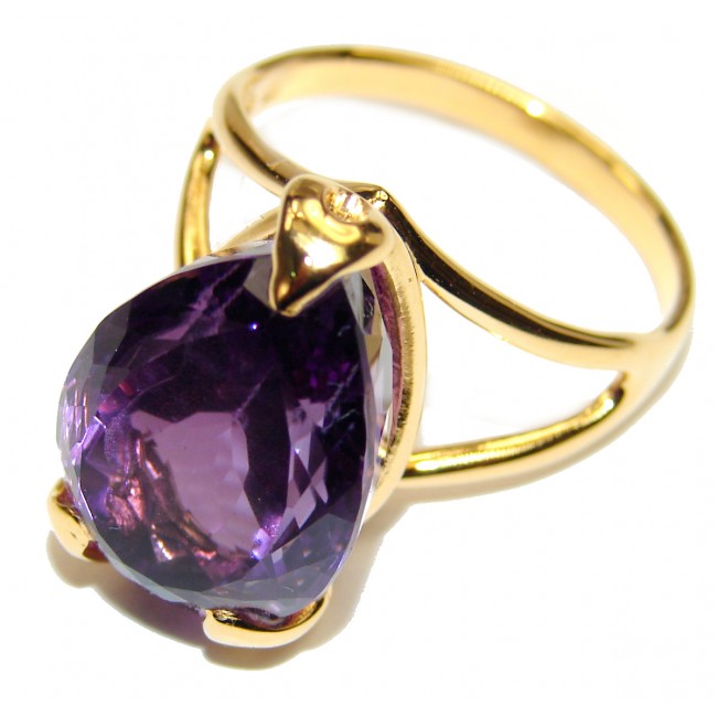 Powerful Authentic 45ctw Amethyst 18K Gold over .925 Sterling Silver brilliantly handcrafted ring s. 9 1/2