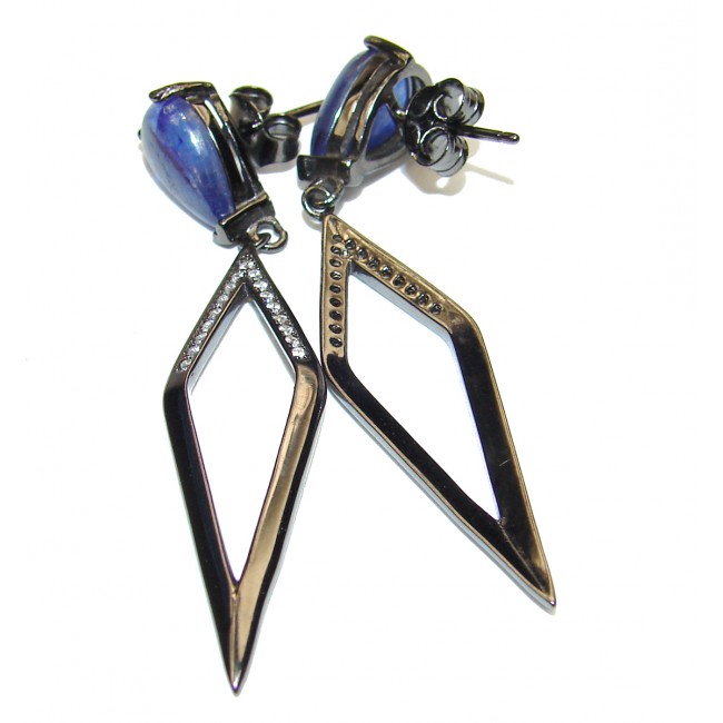 Exceptional Genuine blue Sapphire .925 Sterling Silver handmade earrings