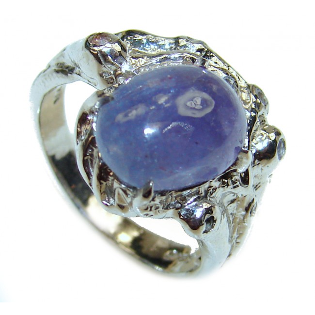 Bouquet of Flowers Authentic Tanzanite .925 Sterling Silver handmade Ring s. 8 3/4