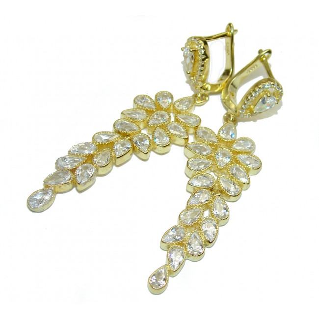 White Topaz 14K Gold over .925 Sterling Silver handmade earrings