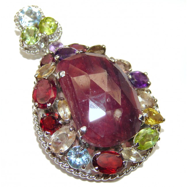 Perfect authentic Ruby .925 Sterling Silver handmade pendant