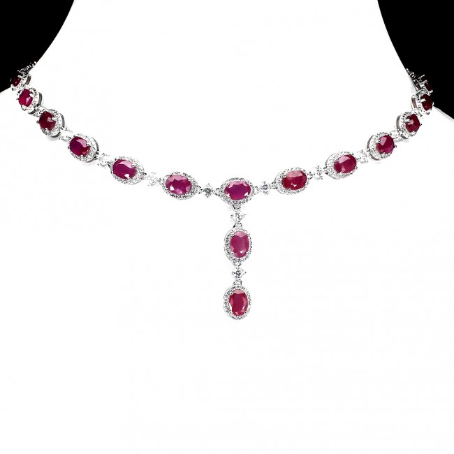 Magnificent Jewel authentic Ruby .925 Sterling Silver handcrafted necklace