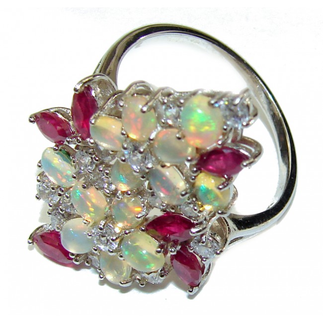Gabriella Authentic Ethiopian Fire Opal .925 Sterling Silver brilliantly handcrafted ring s. 9