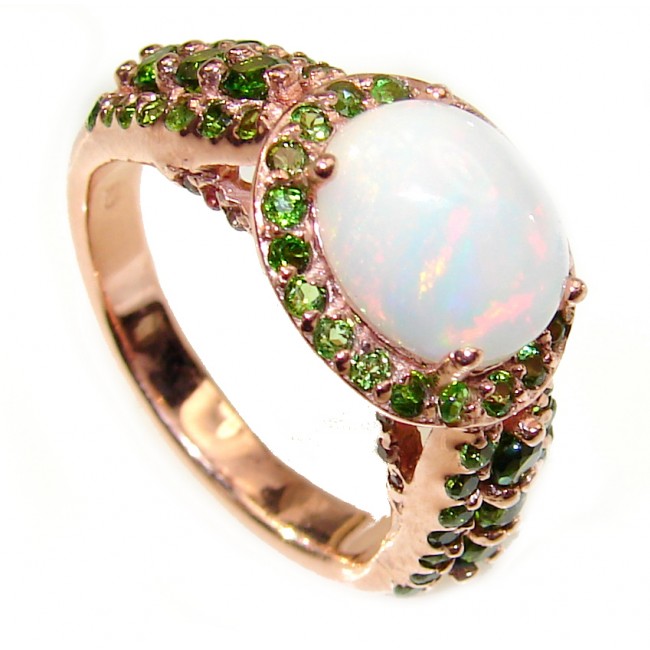 Authentic Ethiopian Fire Opal rose gold over .925 Sterling Silver brilliantly handcrafted ring s. 8