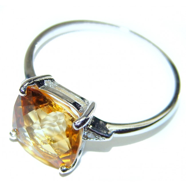 Cocktail Style Natural Citrine .925 Sterling Silver handcrafted Ring s. 9 1/4