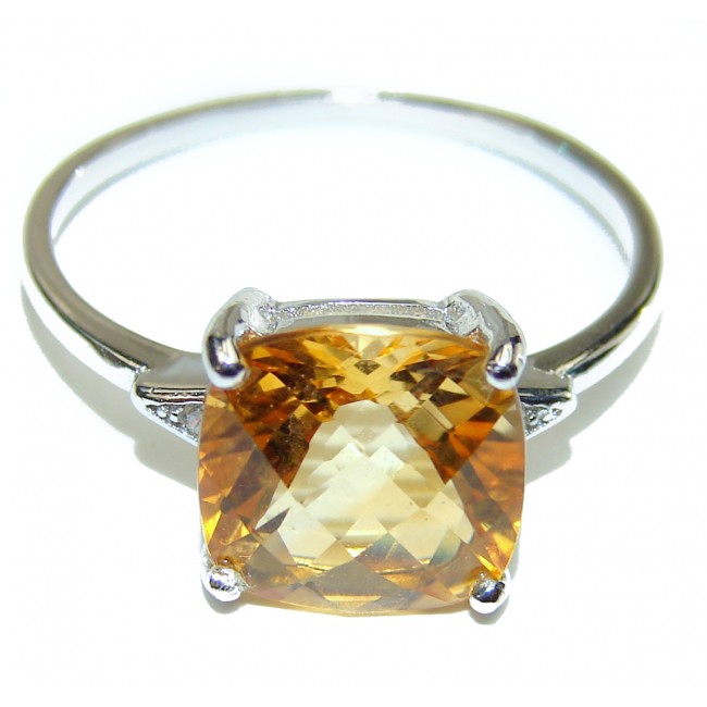 Cocktail Style Natural Citrine .925 Sterling Silver handcrafted Ring s. 9 1/4