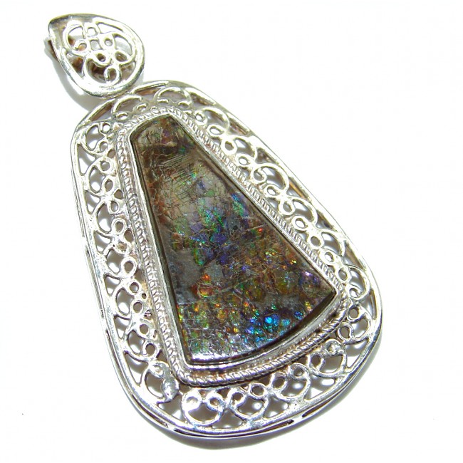 Genuine Canadian Ammolite .925 Sterling Silver handcrafted Pendant