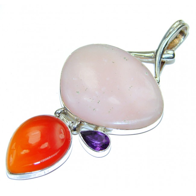 Authentic Pink Opal .925 Sterling Silver handmade Pendant