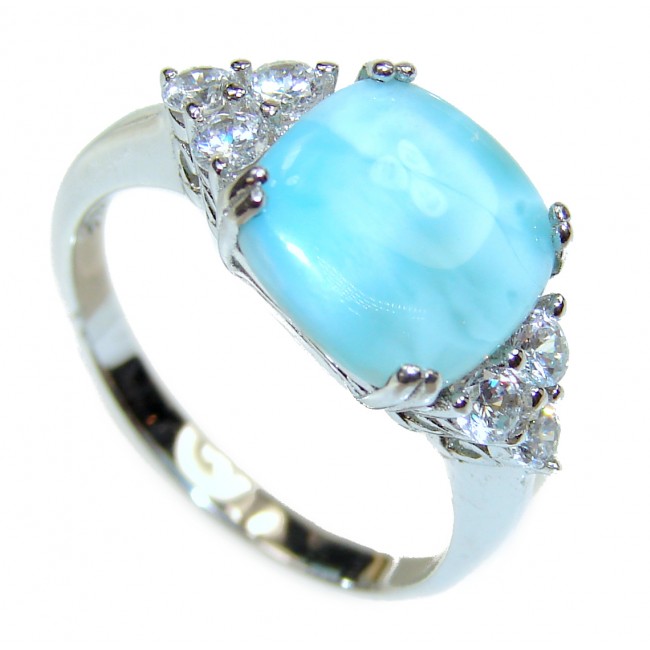 Natural Larimar .925 Sterling Silver handcrafted Ring s. 8