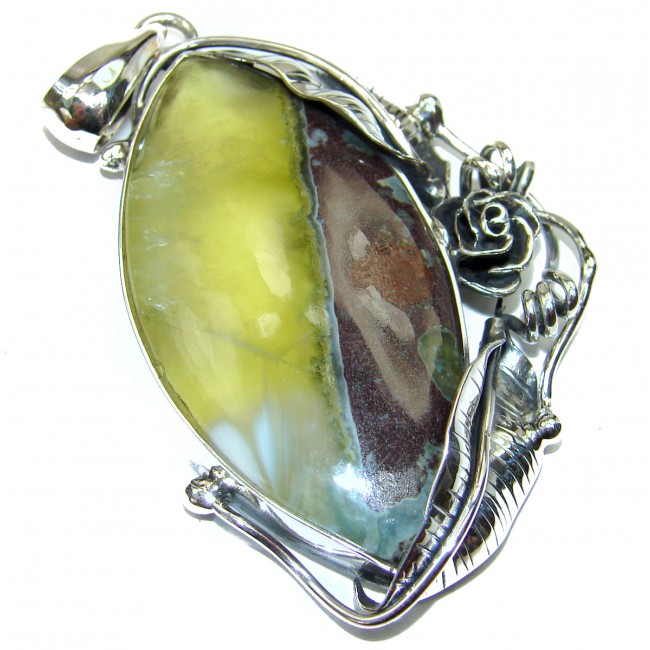 Pure Perfection Natural Moss Prehnite .925 Sterling Silver handmade Pendant