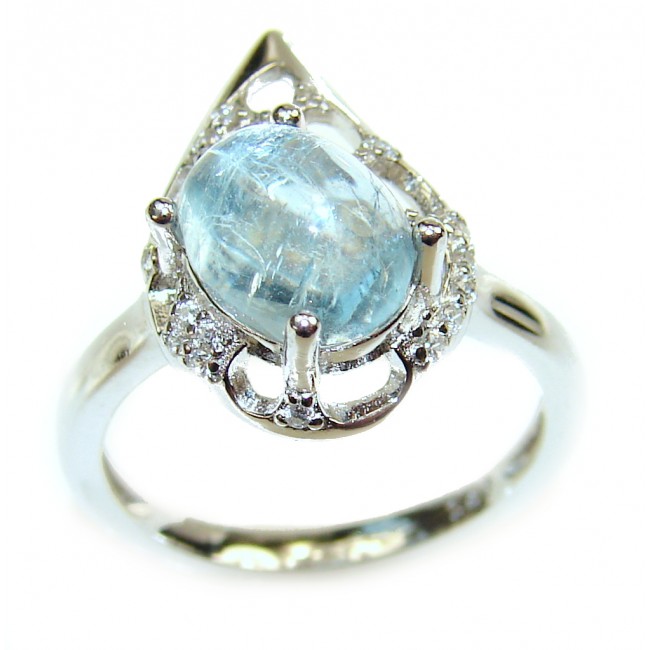 Aquamarine .925 Sterling Silver handcrafted Ring s. 7