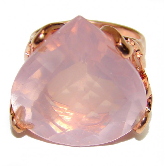 Pear Cut 425ctw Rose Quartz 14K Rose Gold over .925 Sterling Silver brilliantly handcrafted ring s. 7 1/2