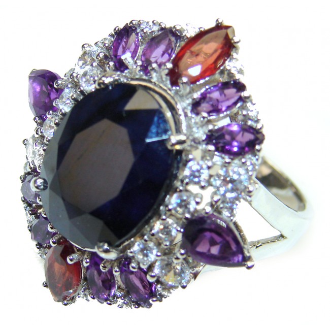Very Bold authentic Sapphire .925 Sterling Silver handcrafted Ring size 9