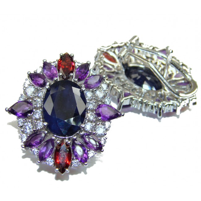 Genuine Sapphire .925 Sterling Silver handcrafted Earrings