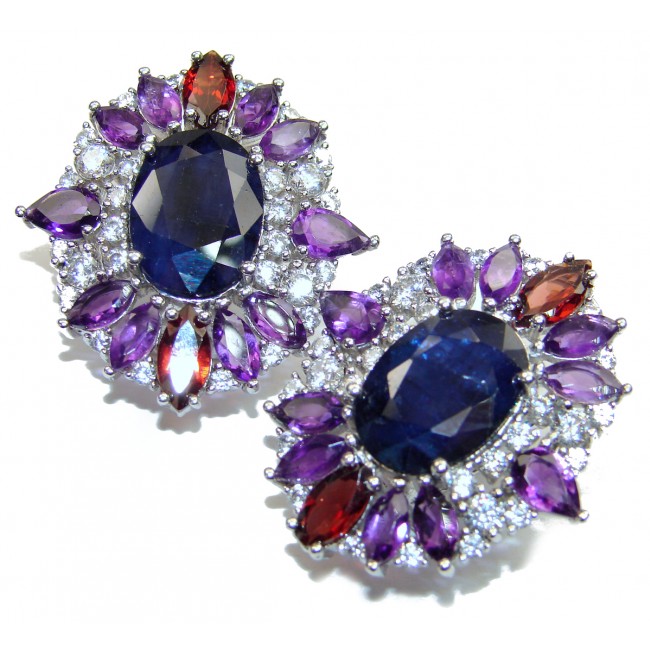 Genuine Sapphire .925 Sterling Silver handcrafted Earrings