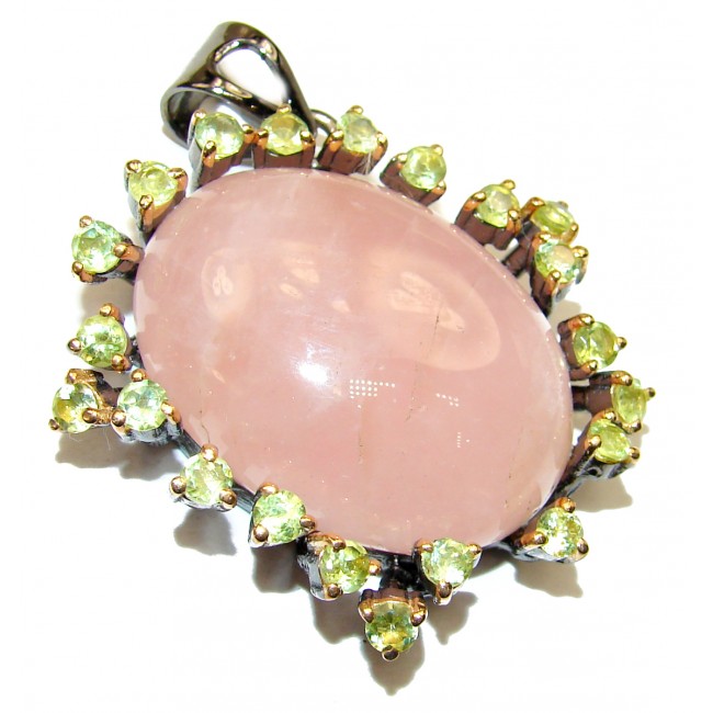 Pink Power 45ct Rose Quartz .925 Sterling Silver handcrafted Pendant