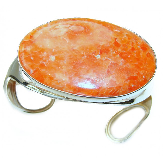 Sunny Day LARGE Golden Calcite highly polished .925 Sterling Silver handcrafted Bracelet / Cuff