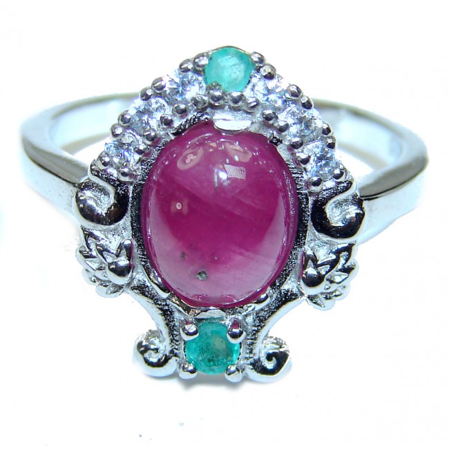 Genuine Ruby .925 Sterling Silver handcrafted Statement Ring size 8