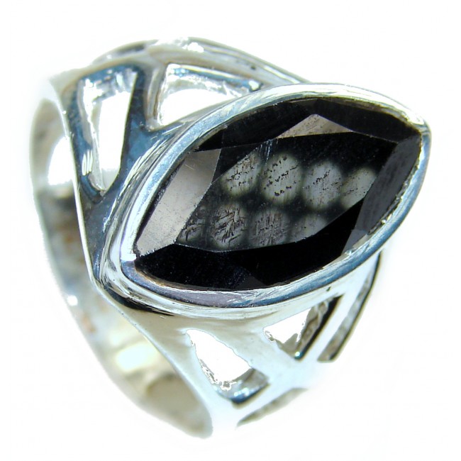 Black Onyx .925 Sterling Silver handcrafted ring; s. 11