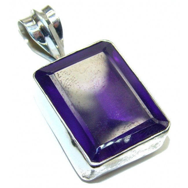 Genuine Purple Quartz .925 Sterling Silver handcrafted Large Pendant