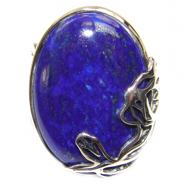 Natural Afgan Lapis Lazuli .925 Sterling Silver handcrafted ring size 7 adjustable