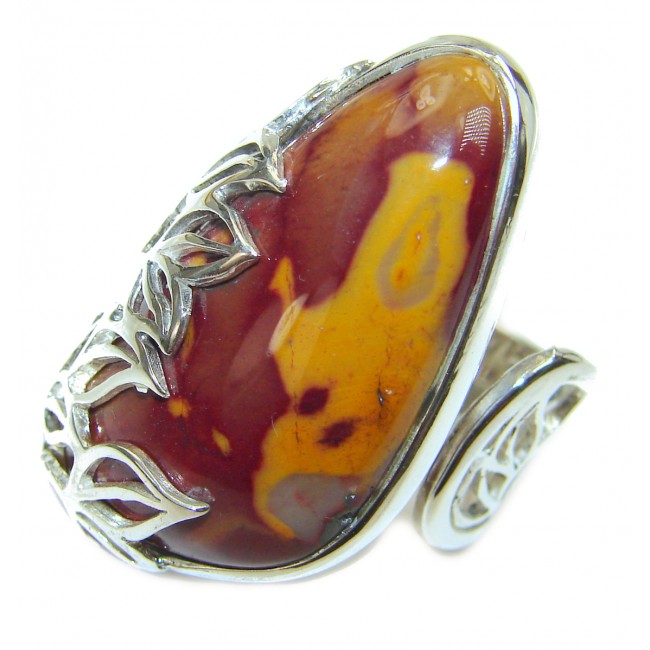 Flawless Australian Mookaite .925 Sterling Silver Ring size 8 adjustable