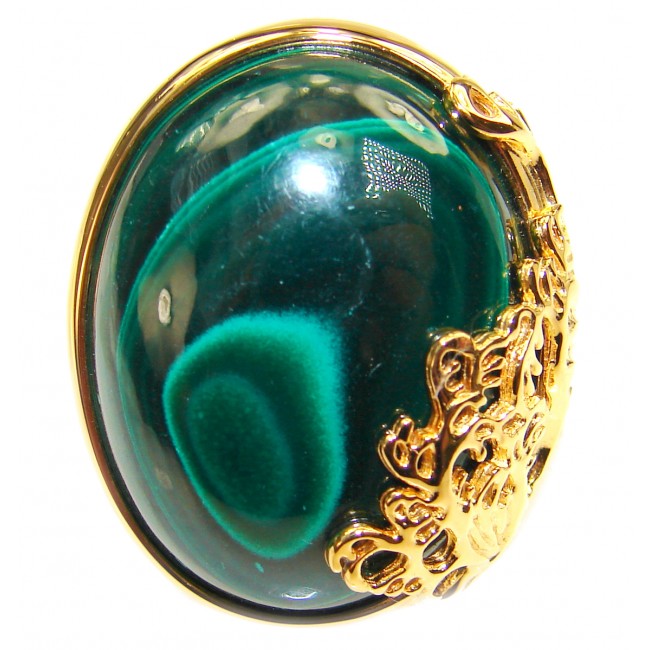 Green Mistery Malachite 18k Gold over .925 Sterling Silver handcrafted ring size 7 3/4