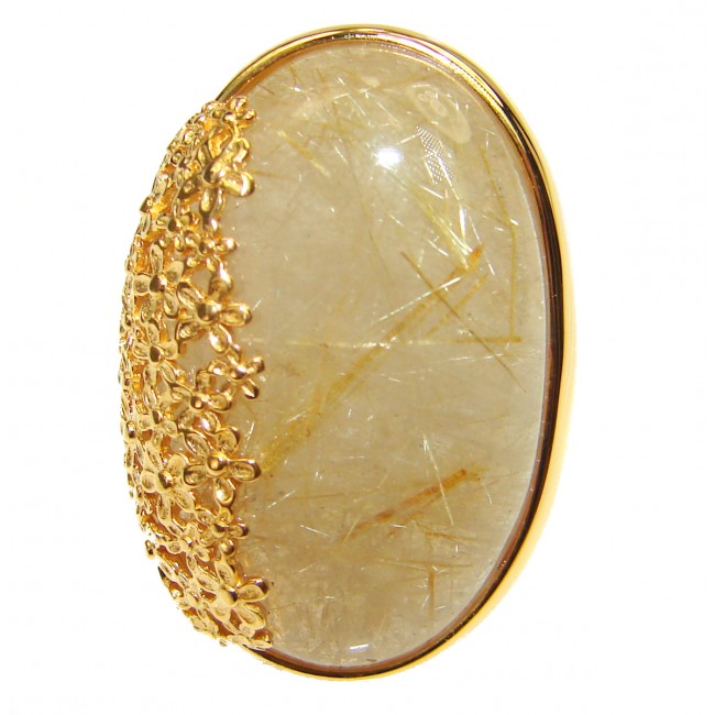 Best quality Golden Rutilated Quartz 18K Gold over .925 Sterling Silver handcrafted Ring Size 6 3/4