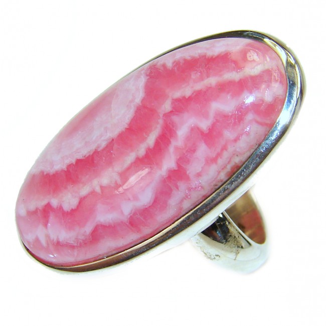 Large Argentinian Rhodochrosite .925 Sterling Silver handmade ring size 7