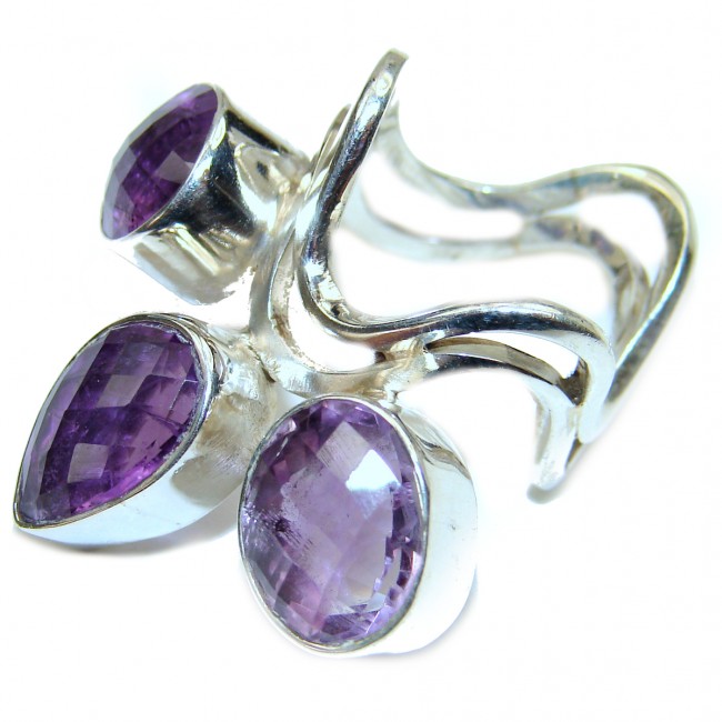 Authentic 25ctw Amethyst .925 Sterling Silver brilliantly handcrafted ring s. 8