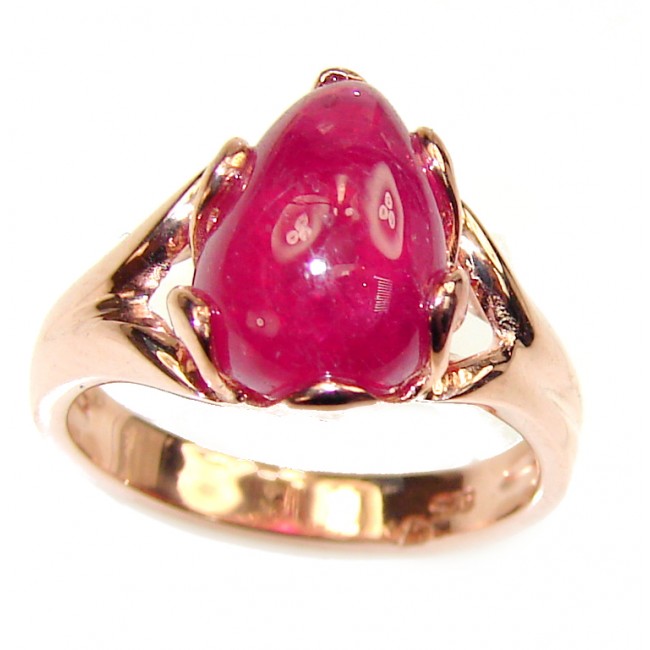 Royal quality Ruby 14K Gold over .925 Sterling Silver handcrafted Ring size 4